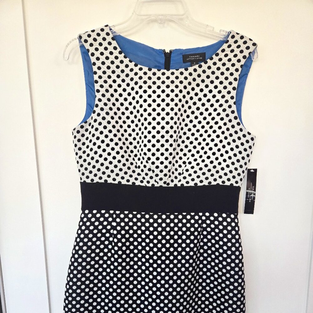 Tahari Arthur S. Levine Dresses Black and White Polka Dot sleeveless Dress NWT